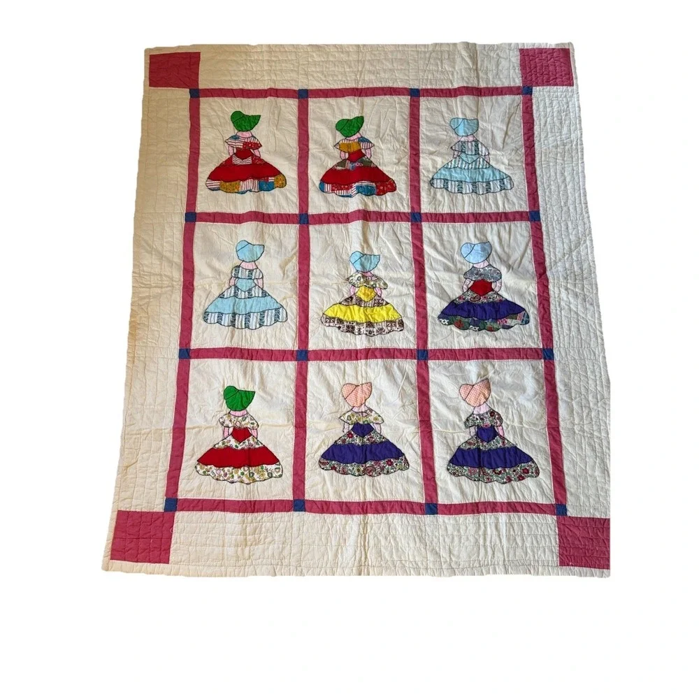 Vintage Handmade Quilt Sunbonnet Sue Southern Belle 71
